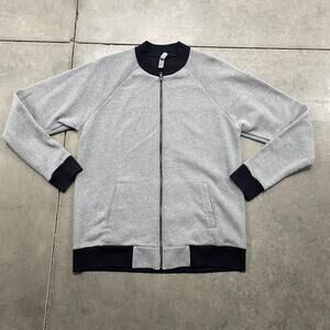 Next Level Apparel Jacket Mens XL Gray Black Full Zip Bomber Fleece Pockets